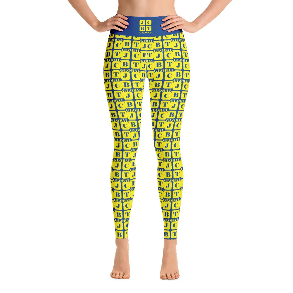 Yoga Leggings "2021-0251 Blue (Yellow Logo)"
