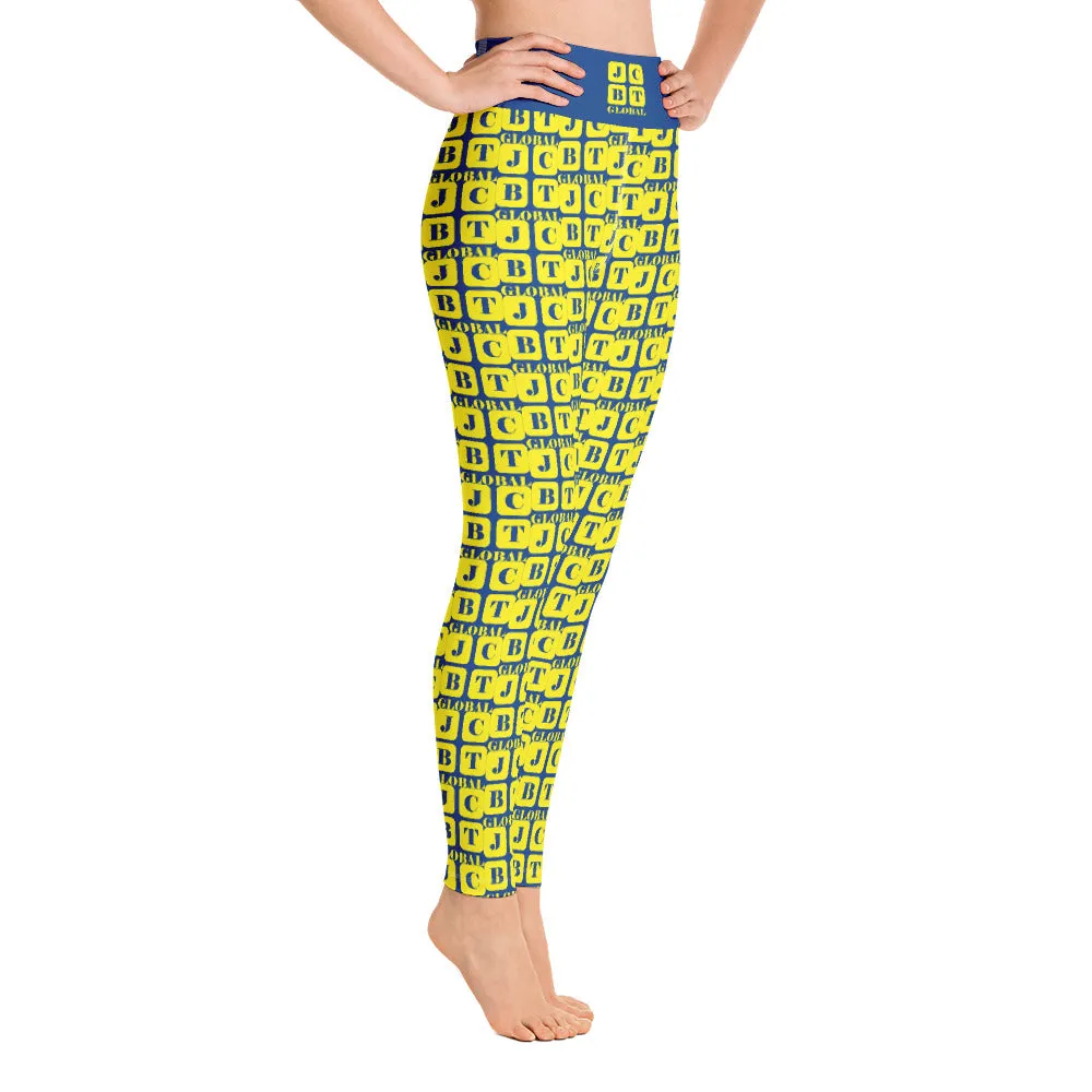 Yoga Leggings "2021-0251 Blue (Yellow Logo)"
