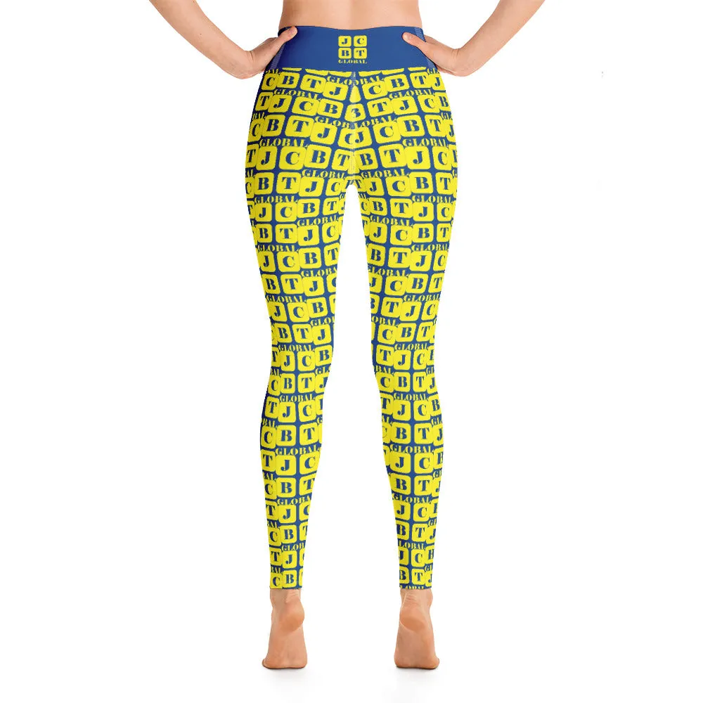 Yoga Leggings "2021-0251 Blue (Yellow Logo)"