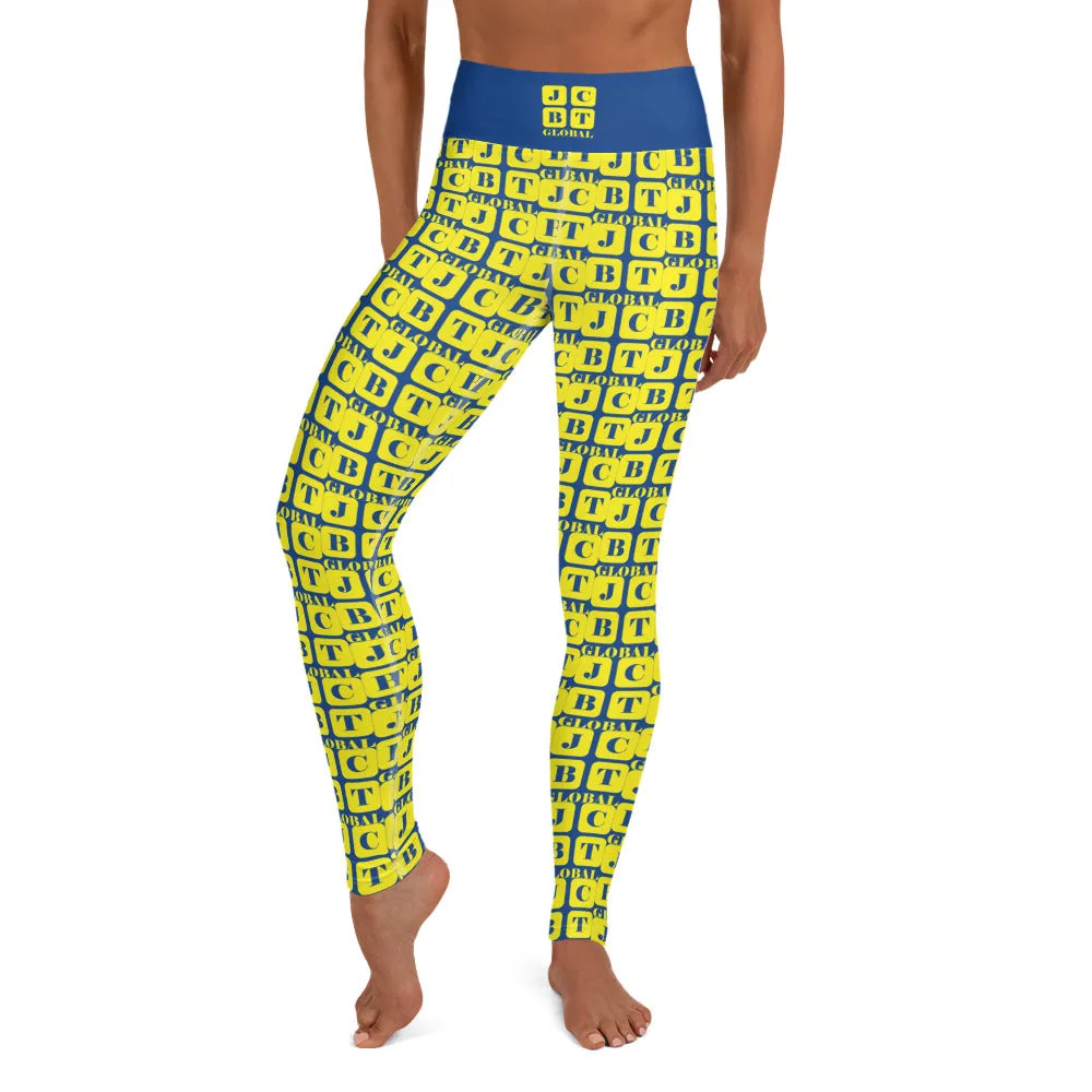 Yoga Leggings "2021-0251 Blue (Yellow Logo)"