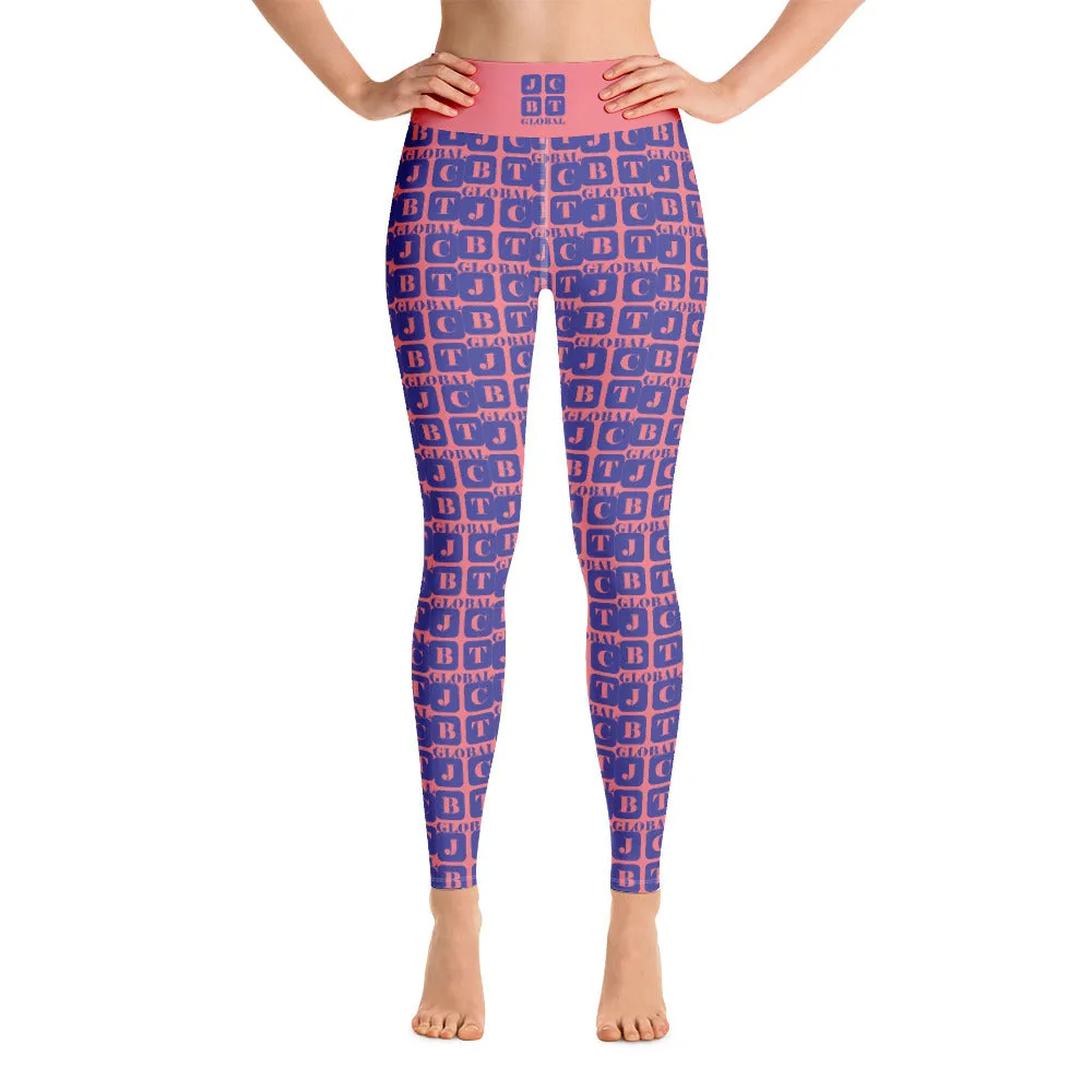 Yoga Leggings "2021-0301 Pink (Blue Logo)"