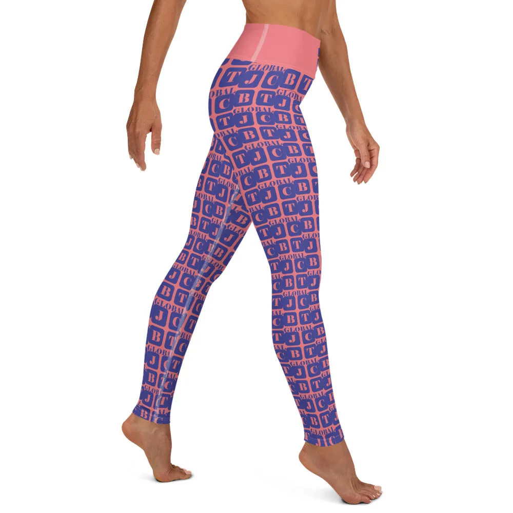 Yoga Leggings "2021-0301 Pink (Blue Logo)"