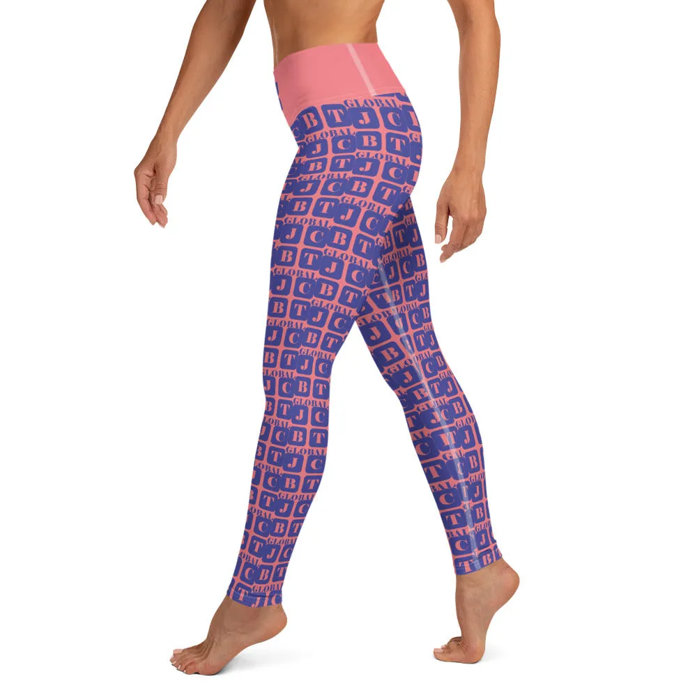 Yoga Leggings "2021-0301 Pink (Blue Logo)"