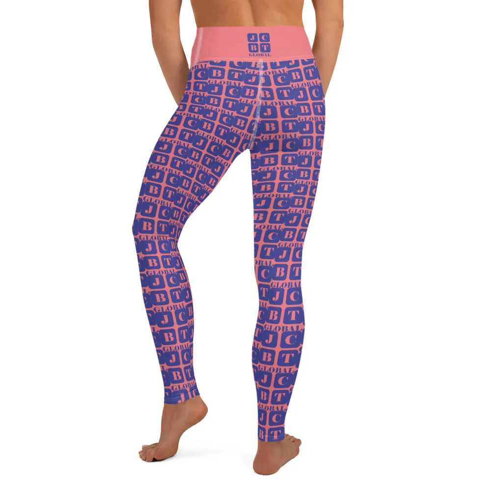 Yoga Leggings "2021-0301 Pink (Blue Logo)"