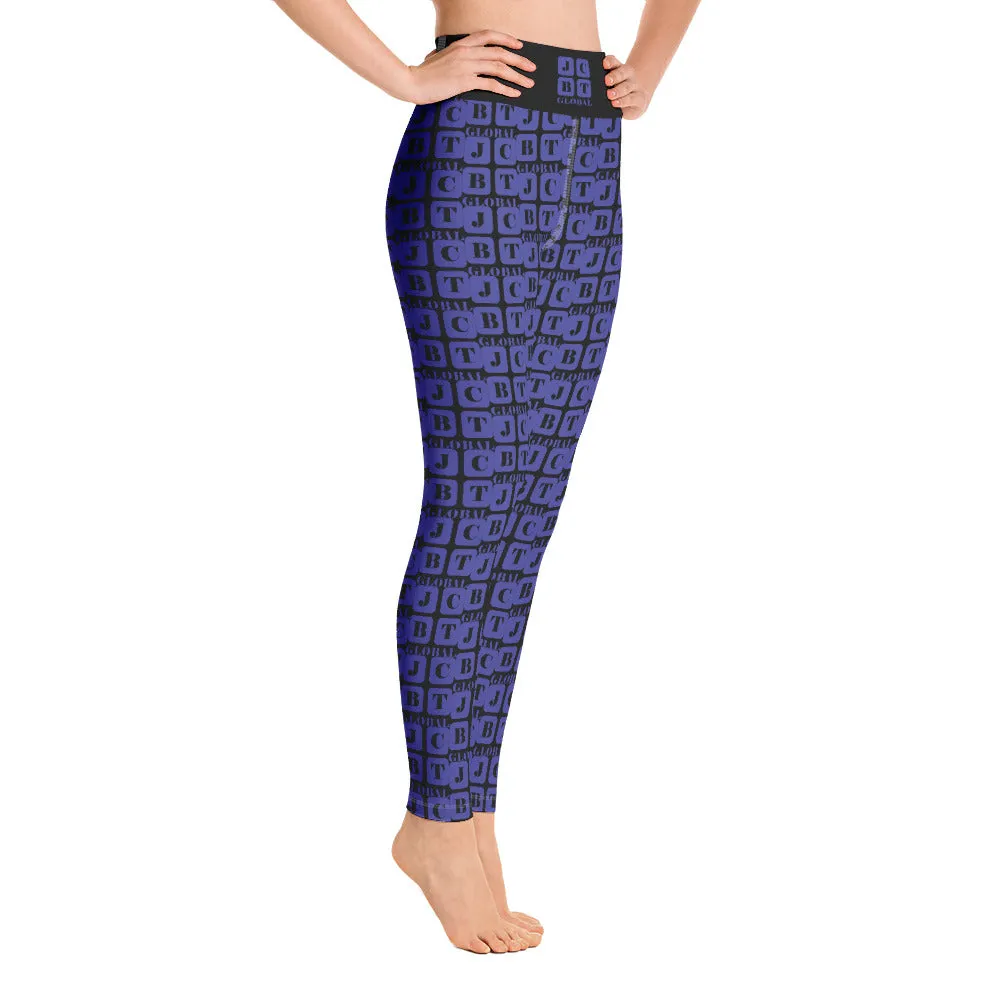 Yoga Leggings "2021-0361 Black (Blue Logo)"
