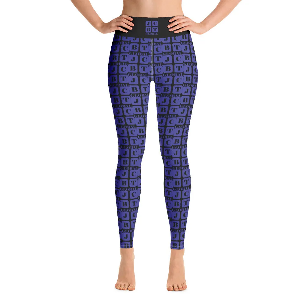 Yoga Leggings "2021-0361 Black (Blue Logo)"