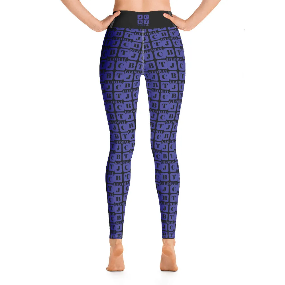 Yoga Leggings "2021-0361 Black (Blue Logo)"