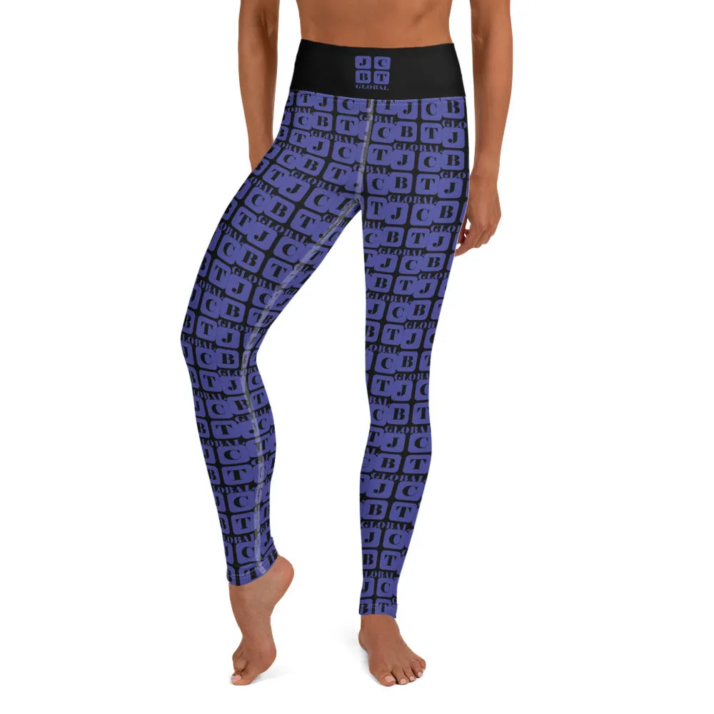 Yoga Leggings "2021-0361 Black (Blue Logo)"