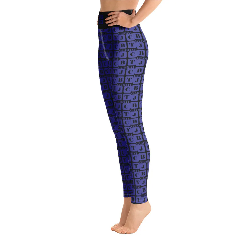 Yoga Leggings "2021-0361 Black (Blue Logo)"