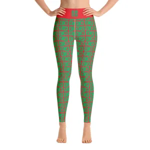 Yoga Leggings "2021-0441 Red (Green Logo)"