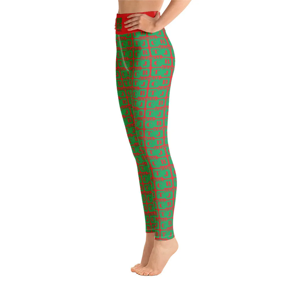Yoga Leggings "2021-0441 Red (Green Logo)"