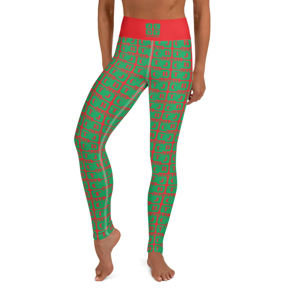 Yoga Leggings "2021-0441 Red (Green Logo)"