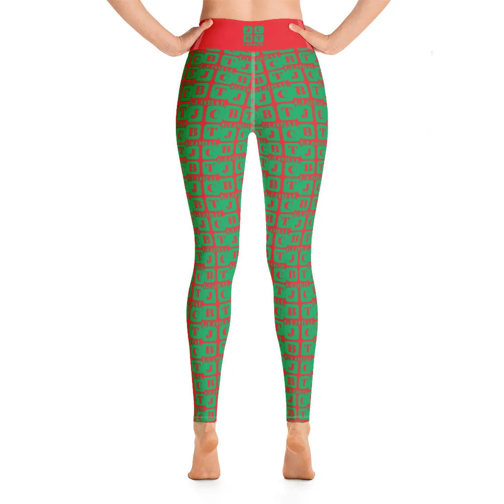 Yoga Leggings "2021-0441 Red (Green Logo)"