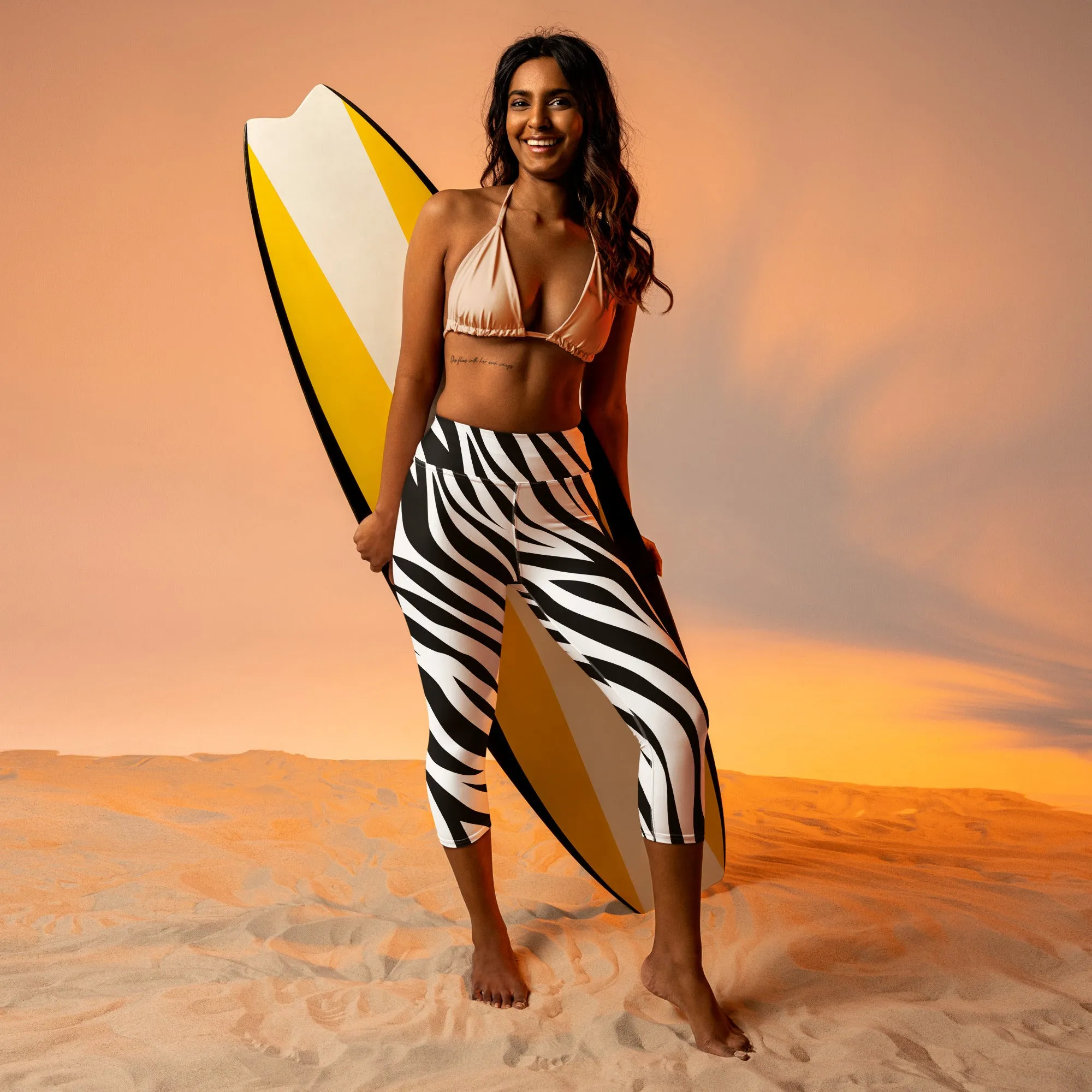 Zebra High-waist Yoga Capri Leggings