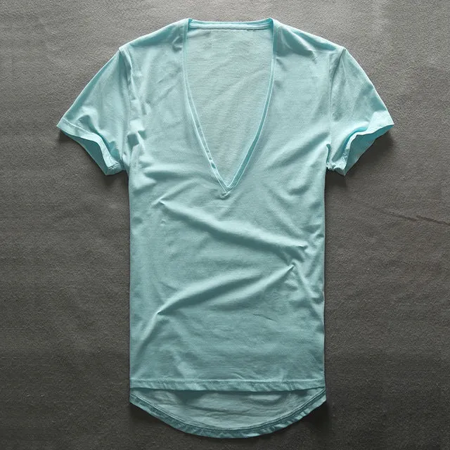 Zecmos Deep V Neck T-Shirt Men Plain V-Neck T Shirts For Men 2017 Fashion Compression Top Tees Male Fathers Day Gifts